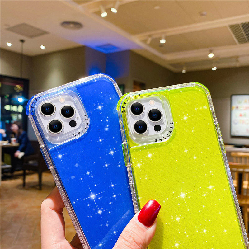 Shining Glitter Shockproof Bumper Soft Cover for iPhone 14 Plus 13 Pro Max 12 Mini 11 Pro XS Max 8 Plus Mobile Phone Case