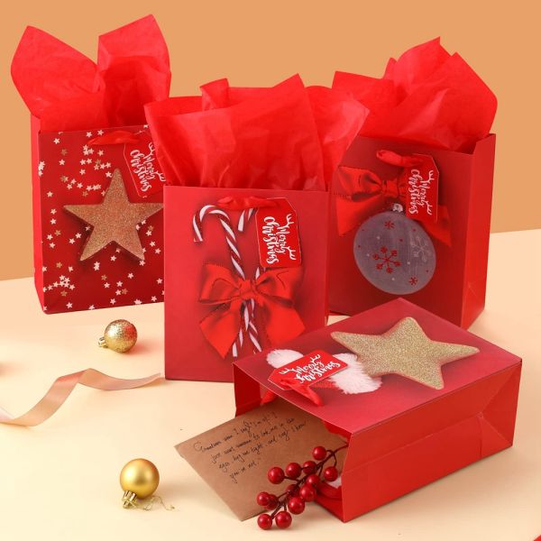 Fiestas de lujo Regalos de Navidad Felices Compras Bolsas de papel de lujo con logotipo personalizado