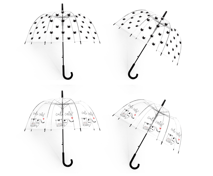 POE Clear Mini See Through Umbrella Children Straight Handle Lightweight