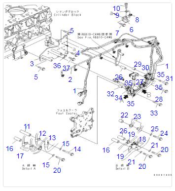 6261-81-8910 электрическая монтажная схема 6D140 для частей экскаватора PC600-8 KOMATSU