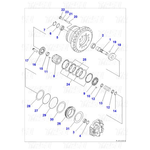 PC300-7 Excavator Hydraulic Motor Shaft Steel For Gear Motor 708-8H-32120