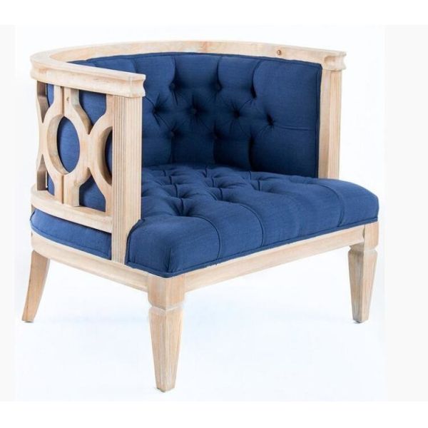 French antique natural oak wood frame event rental wedding single sofa/armchair
