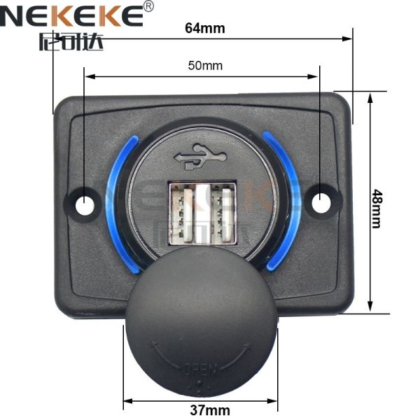 Waterproof 12V-24V Marine Power Socket Dual USB Fast Charger with LED for Cars and Boats