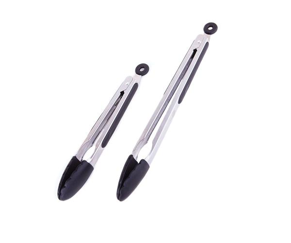 Food Grade Non-Stick Silicone Tips Stainless Steel Kitchen Serving Tongs