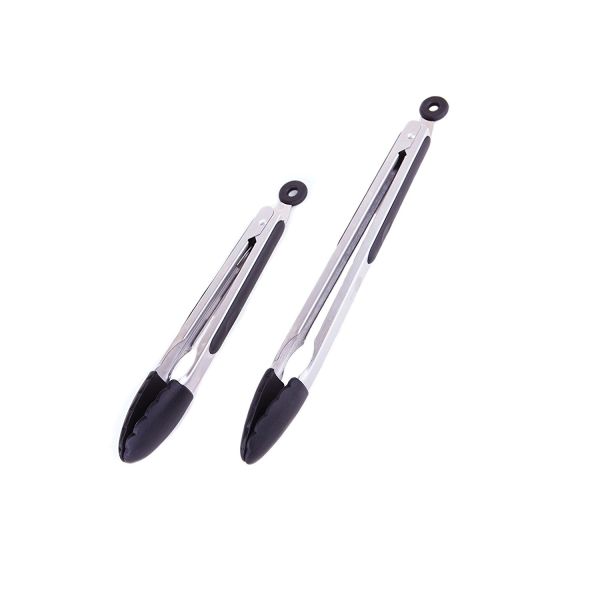 Food Grade Non-Stick Silicone Tips Stainless Steel Kitchen Serving Tongs