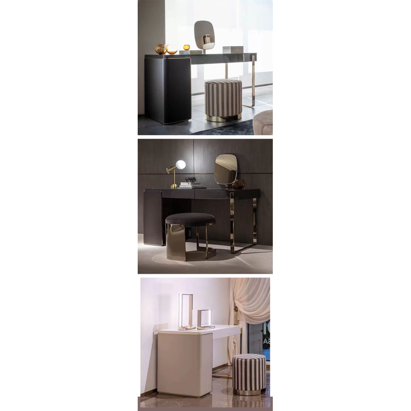 MOYI Nordic Simple Wood Frame Metal Leg Dresser Dressing Table With Mirror Hotel Bedroom Makeup Vanities Furniture