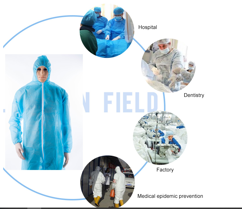 Medical Disposable Protective Wear Anti Bacterial Coverall SMS Waterproof For Hospital