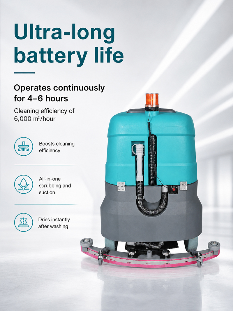 Electric Heavy Duty Industrial Floor Cleaner Machine Cold Water Cleaning Ride on Floor Scrubber Machine