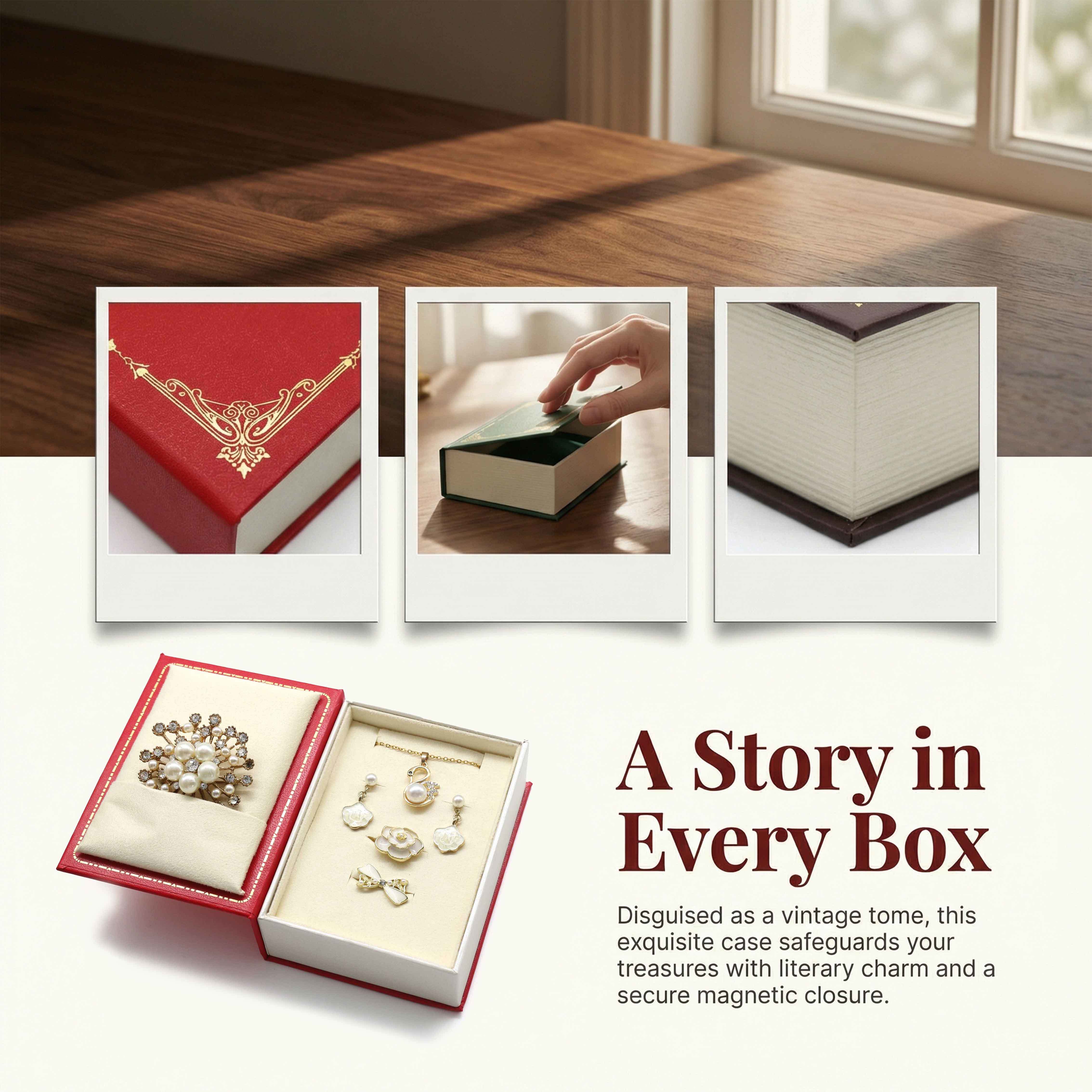 Luxury Square Paper Jewelry Box Rectangle Book Shape Custom Embossed Jewelry Boxes