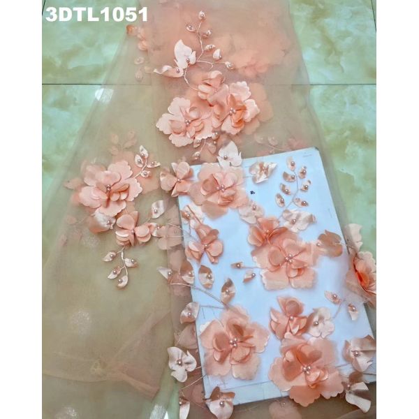Supoo bridal netting fabric red wedding lace 3D flower embroidery designs for lace wedding dress