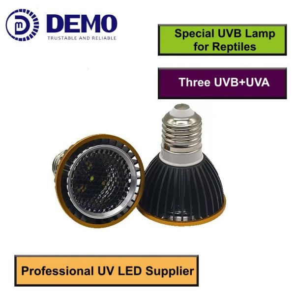 12V 3W UVB + UVA + White UV LED Lights Spotlight For Reptiles