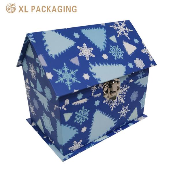 XL Packaging Custom Packaging Box Factory Custom Design Holiday House Shape Box With Metal Lock , Rigid Paperboard Gift Paper Box