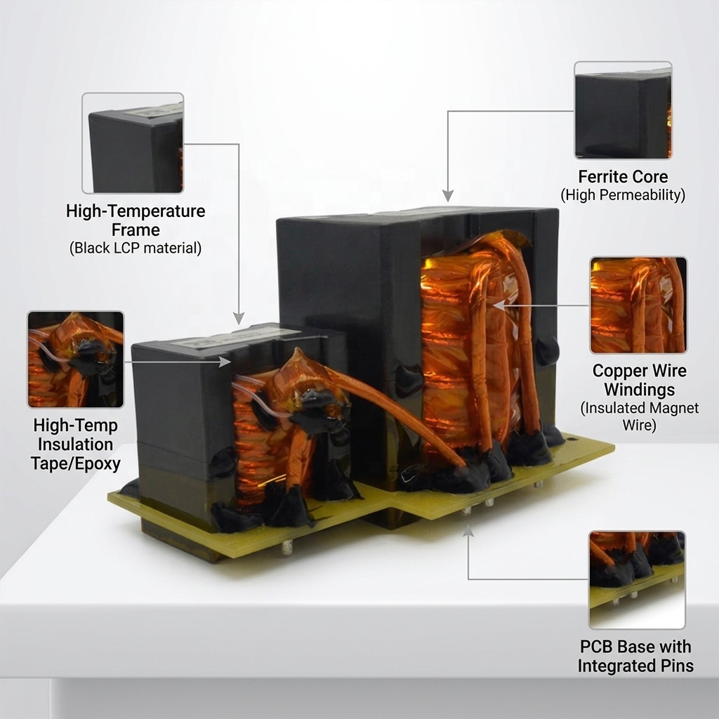 Stable Industrial PQ5050 High Frequency Transformer for High Power Supply Unit