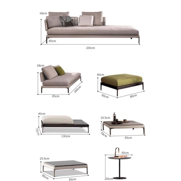 Aluminum Frame Braided Roap Rattan Outdoor Sofa And Table Set Leisure Patio Furniture