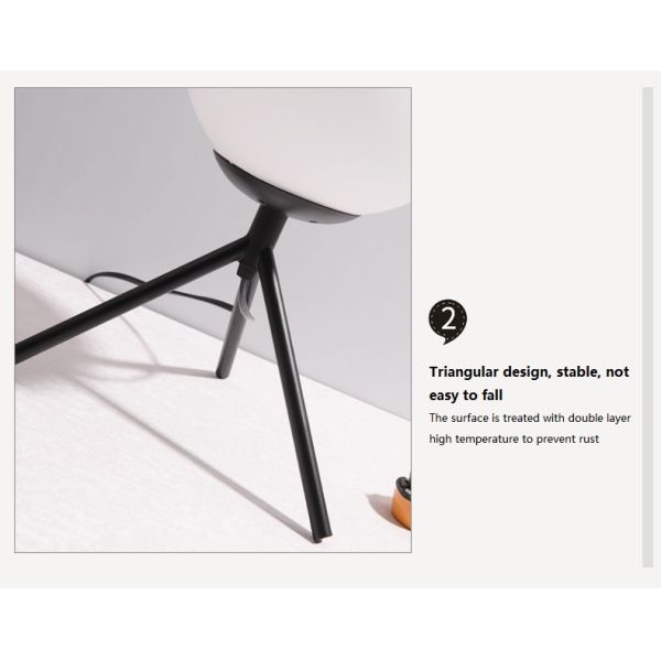 Nodic LED Table Lamp Study Living Room Bedroom Minimalist Round Glass Ball Tripod ball table lamp(WH-MTB-32）