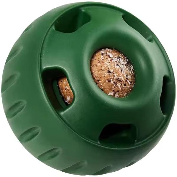 Refillable Slow Feeder Dog Ball Rubber Dog Food Ball Toy Durable