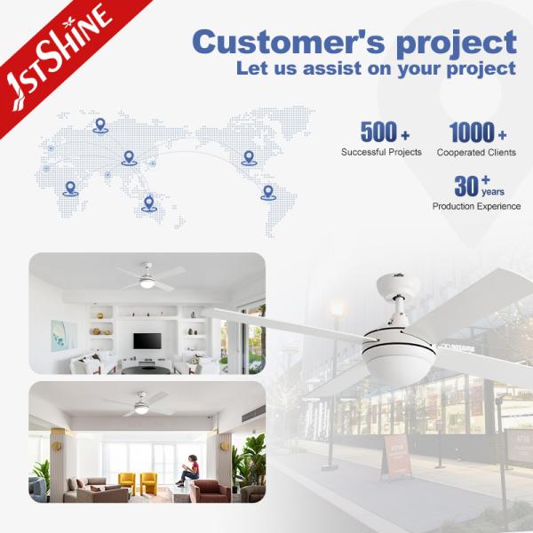 Modern White Ceiling Fan With Lamp Light 6-Speed DC Motor