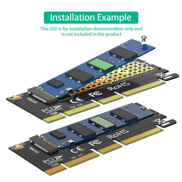 High-Speed Data Transmission PCI-E Adapter with PCI-E X16 Interface and 12 Months Warranty for M.2 NVME SSD