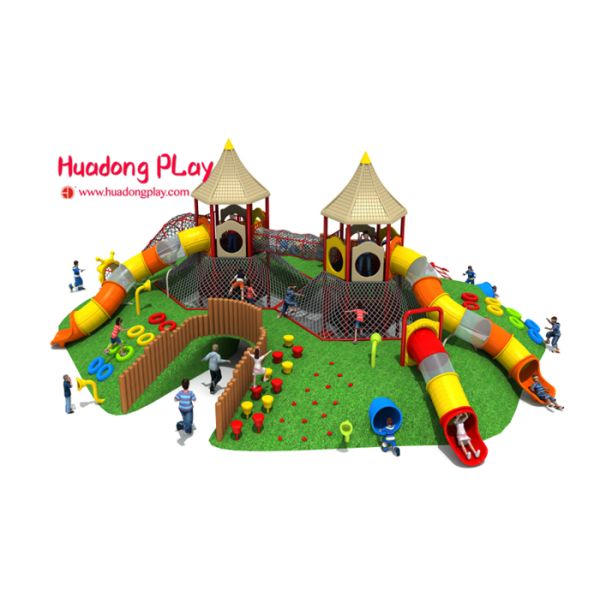 Economic Children'S Playground Climbing Equipment With Big Slide Tube 1670*1350*580cm