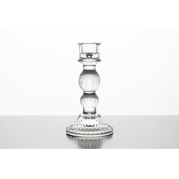 6 Inch Color Glass Candle Holder Machine Pressed Crystal Taper Candlestick Holders