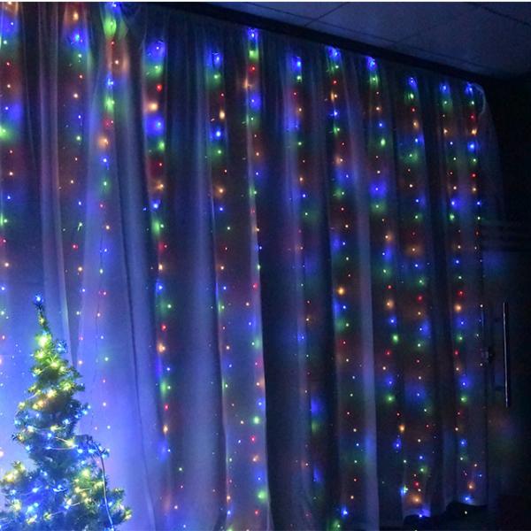 IP44 3*3M 300 LED Copper Wire Curtain Light 5V USB With 8 Mode