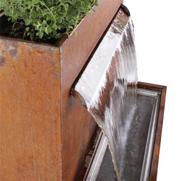 Garden Decor Pool Corten Steel Waterfall Blade Cascade With Herb Planter