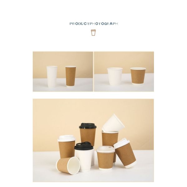 OEM Flexographic Printing Disposable Coffee Cup Double-Layer Insulated Paper Cup Covered Thermos Cup