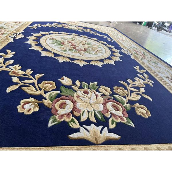 Handmade Turkish Silk Marine Carpet with Customized Trellis Pattern and Craftsmanship