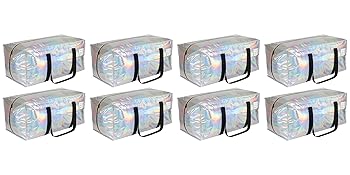 Heavy Duty Moving Bags 24-Gallon Extra Large Waterproof Foldable Clothing Storage Totes Bags With Zipper,Reinforced Handles,Packing Moving Boxes For Dorm & Seasonal Storage,Iridescent