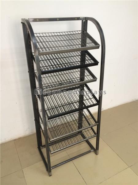 Metal Wine Display Stand Wire Shelving Metal Tube 6- Tier Freestand Wine Display Racks