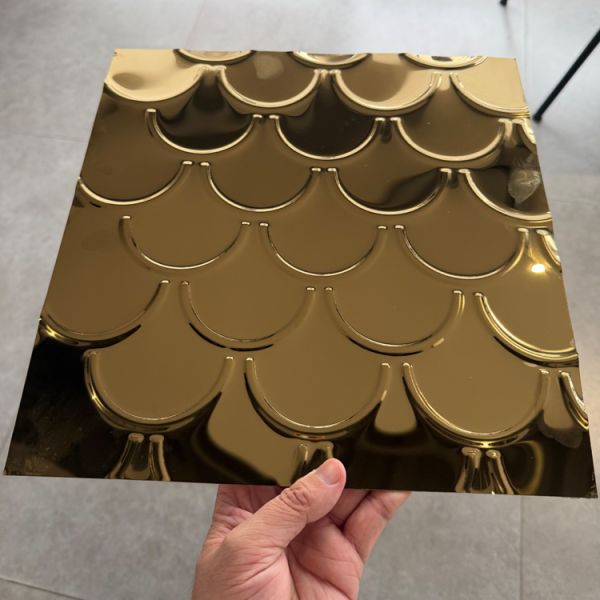 Gold Mirror Stainless Steel Sheet Fish Scales Design for Decorative Wall Panels