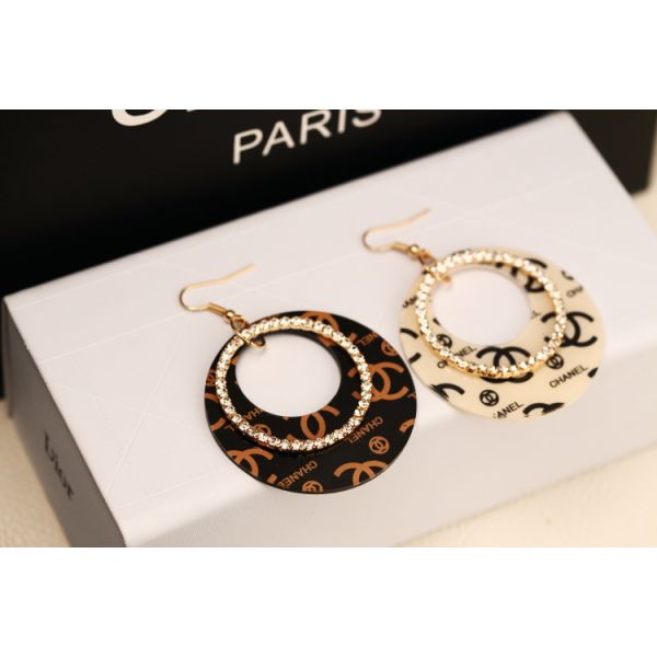 High quality round diamonds geometric print LOGO female gold plated earrings hypoallergeni