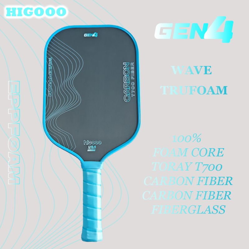 HIGOOO GEN4 Wave Foam Core Pickleball Paddle Trufoam 16mm Toray Carbon Fiber Pickleball Paddle Rough Surface Durable
