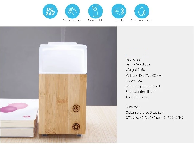 Ultrasonic Electric Aroma Air Humidifier 180ML Bamboo Wooden Grain Color