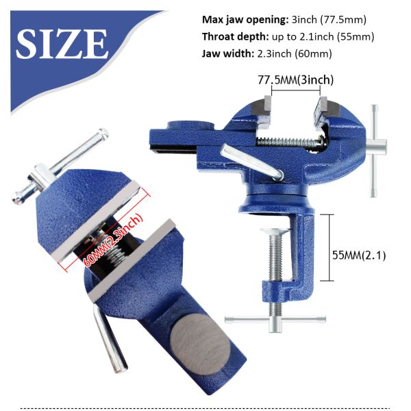 Тиски таблицы 3 дюймов всеобщие основание шарнирного соединения 360 градусов быстрое регулируют