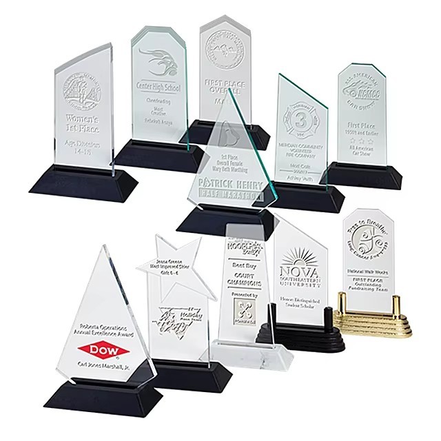 Custom Acrylic Awards Trophy Blank With / Without Base Plexiglass Awards