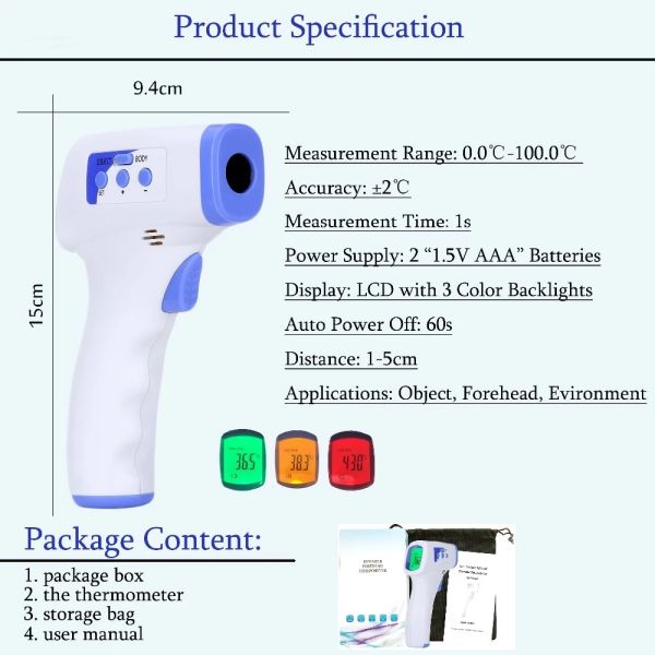 FDA CE Approved Baby Forehead Thermometer , Clinical Infrared Temperature Gun