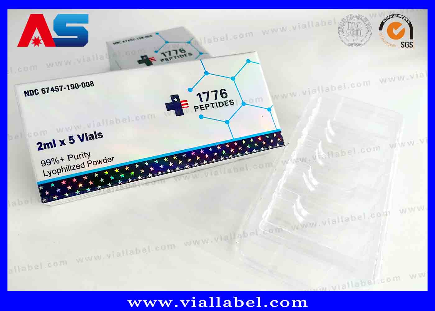 Customized Peptides Box Printing , 2ml × 10 Vials Box Label And Plastic Trays Manufacturer