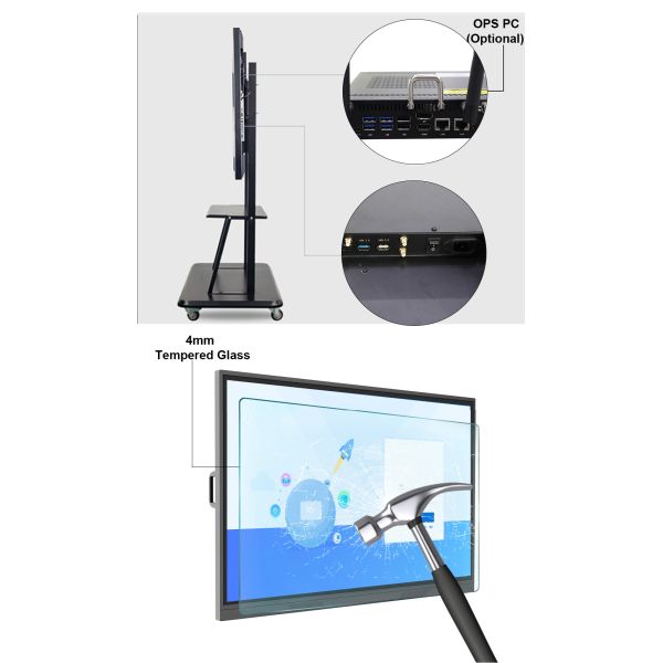 Цифров писать взаимодействующий LCD Whiteboard 400cd/m2 RS232 для образования