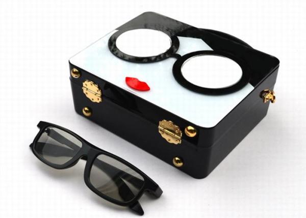 Ladies Glasses Pattern Acrylic Clutch Bag Hard Case With Split Design