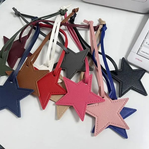 OEM ODM Star Shape Leather Handbag Tag Vegan Luxury Leather Loop Travel Bag Tags