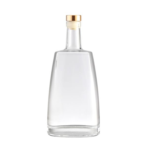 Couleur de la bouteille personnalisée 500 ml 750 ml Bouteille en verre de gin avec couvercle pour la distribution de boissons