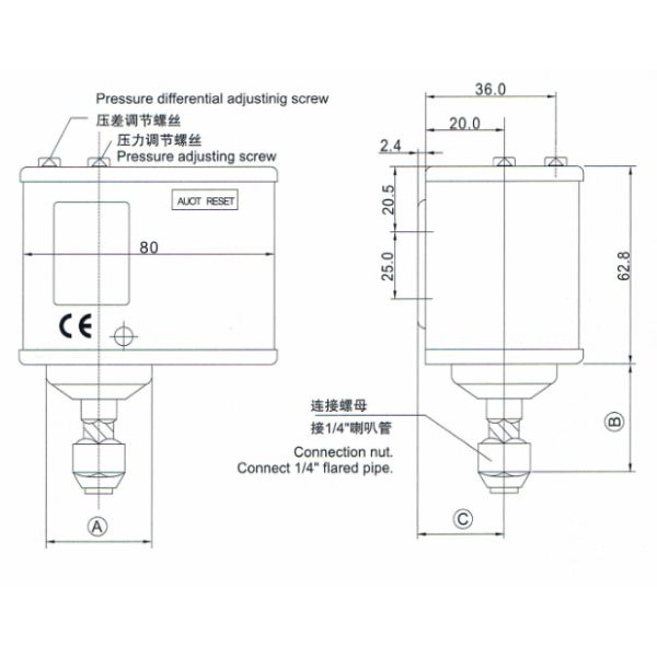 Переключатель давления компрессора воздуха AC 110V 220V для воздуха/жидкости рефрижерации фторида