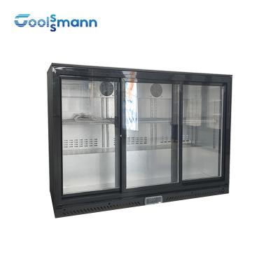 Digital Thermostat Backbar Cooler 756mm Height With 3 Sliding Door Fridge Save Space