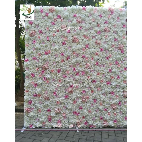 UVG DIY luxury backdrop wedding in pink artificial rose flower wall for stage decoration CHR1136