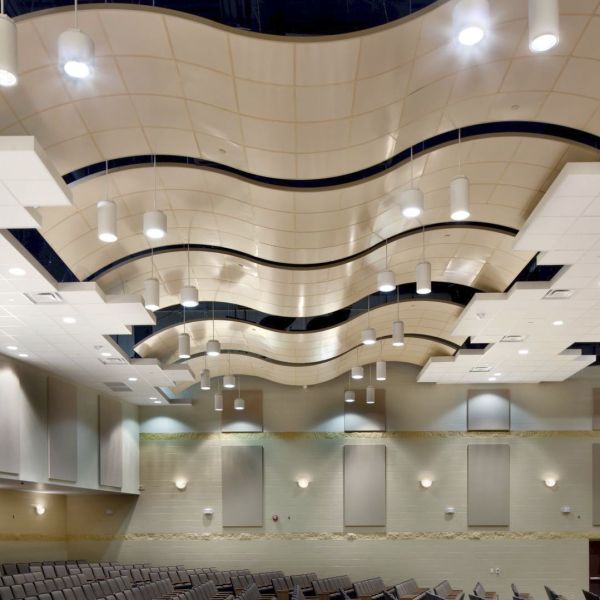 3D Curved Aluminum Micro Perforated Metal Ceiling Acoustic Sound Absorbing Panels Tiles