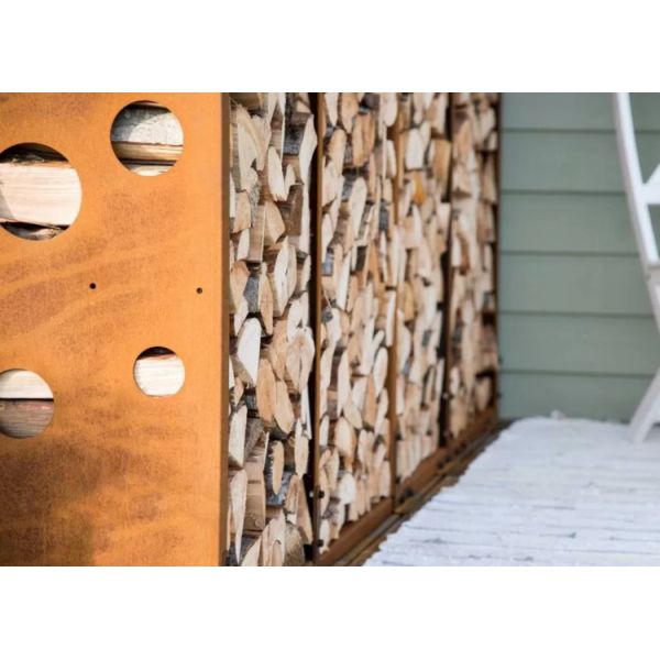 Modern Prerusted Corten Steel Log Holder Storage For Fireplace H170cm*74cm