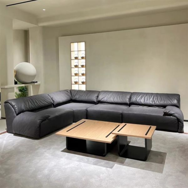 l Shape 7 Seater Sofa Set with Corner Seat Luxury Leather Sectional Sofa Modern Living Room Sofa Set