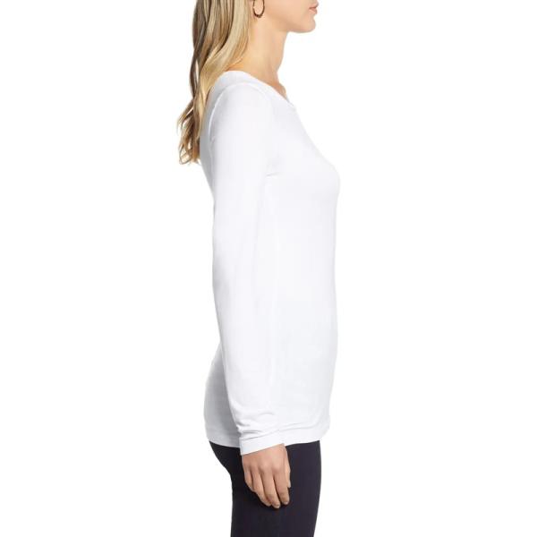 factory price White Fitted Cotton Womens Plain Long Sleeve T Shirts with custom logo