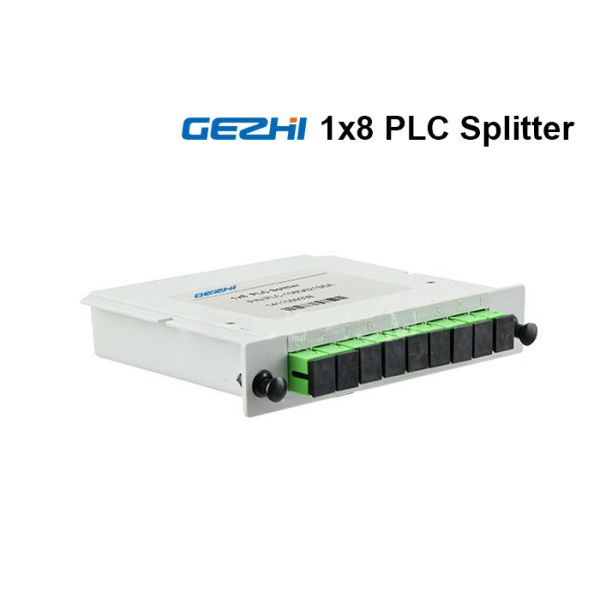 1x8 Plug - in Optical Fiber PLC Splitter Mini With SC / APC adaptor
